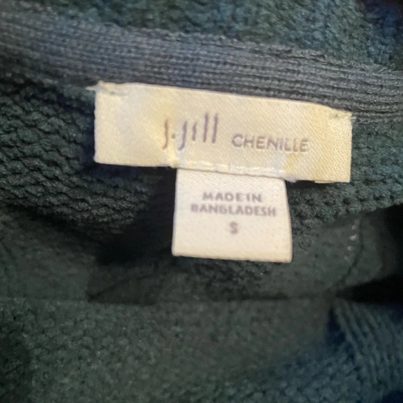 J. Jill Size S Chenille Teal Peacock Chunky Cable Knit Sweater Pullover Knit Top - Picture 5 of 7